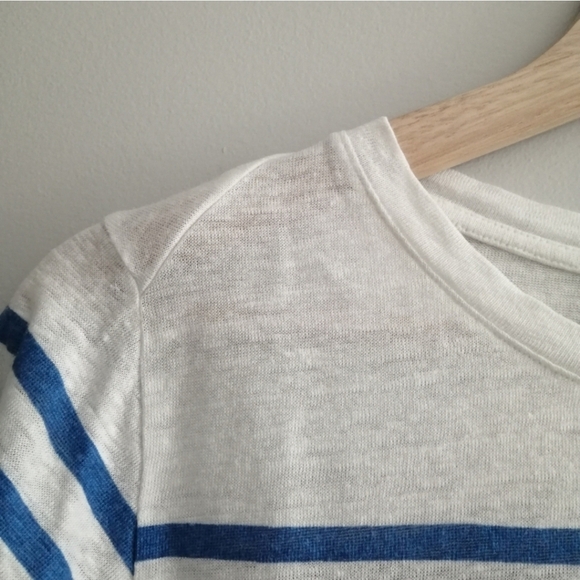 Acne Studios Stripe Linen Short Sleeve Off White and Blue XS - Picture 7 of 16